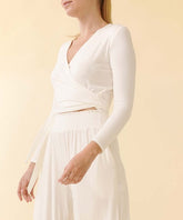 Bamboo Wrap Tie Crop Top Fabina IVORY S