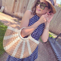 Sunset Half Moon Woven Beach Bag ClaudiaG Collection