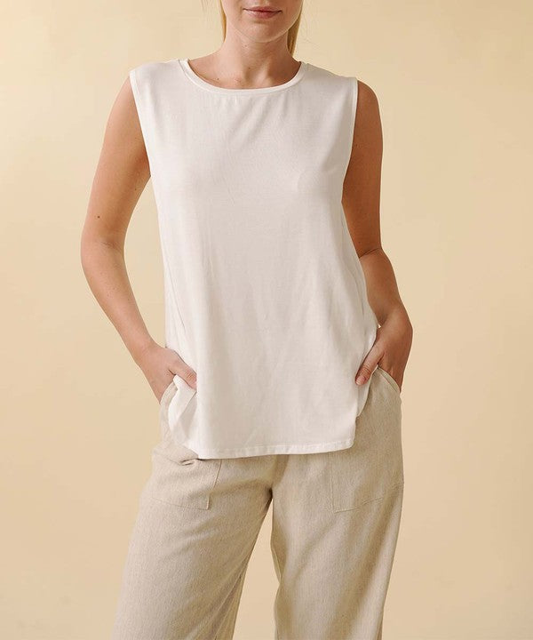 Bamboo Muscle Sleeveless Top Fabina IVORY S