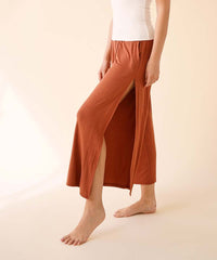Bamboo Ankle Length Slit Flare Pants Fabina