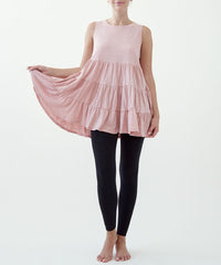 Slub Cotton Tiered Babydoll Tunic Dress Fabina MAUVE S