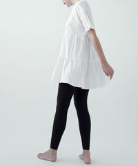 Slub Cotton Babydoll Tiered Tunic Fabina WHITE S