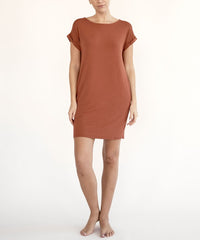 Bamboo Crop Dress with Pockets Fabina RUST S