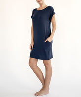 Bamboo Crop Dress with Pockets Fabina NAVY S