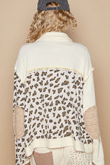 Leopard Exposed Seam Button Up Quilted Jacket POL