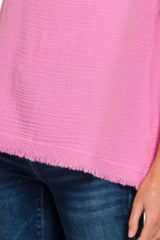 Double Gauze Raw Edge V-Neck Tank ZENANA