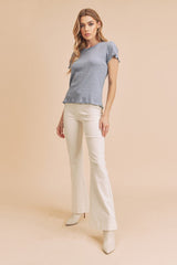 Orly Lettuce Hem Short Sleeve Top Aemi + Co