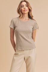 Orly Lettuce Hem Short Sleeve Top Aemi + Co