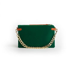 Velvet Envelope Gold Chain Boho Handbag Thomas and Lee Co Emerald Green OS