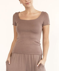 Bamboo Double Layered Cap Sleeve Top Fabina MOCHA S