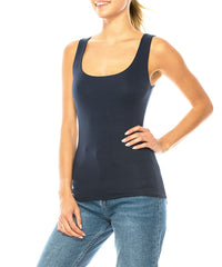 Bamboo Double Layered Fitted Tank Top Fabina SLATE NAVY S