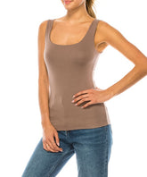 Bamboo Double Layered Fitted Tank Top Fabina MOCHA S