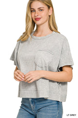 Zenana Halo Snow Washed Boxy Top & Shorts Set Trendsi