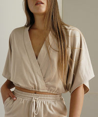 Hemp Kimono Crop Top Fabina TAUPE S