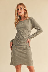 Kya Long Sleeve Ruched Sheath Dress Aemi + Co ASH S