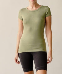 Classic Bamboo Crewneck Fitted Tee Fabina OLIVE S