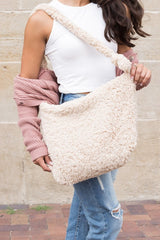 Boucle Sherpa Messenger Bag SALE Beige OneSize