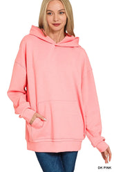 Oversized Scuba Hoodie with Kangaroo Pocket ZENANA DK PINK S/M