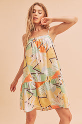 Summer Floral Square Neck Sleeveless Dress Aemi + Co YELLOW S