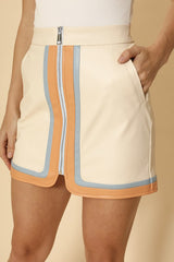 Pleather Retro Stripe Zipper Mini Skirt Miss Sparkling