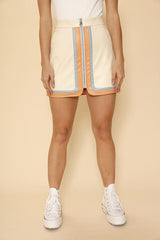 Pleather Retro Stripe Zipper Mini Skirt Miss Sparkling