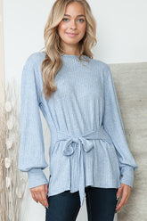 Bell Sleeve Tunic with Waist Tie Orange Farm Clothing BLUE S