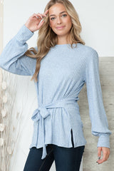 Bell Sleeve Tunic with Waist Tie Orange Farm Clothing