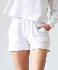 Garment Dye Raw Hem Vintage Shorts Fabina WHITE S