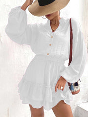 Long sleeve button front ruffle dress Miss Sparkling