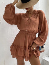 Long sleeve button front ruffle dress Miss Sparkling