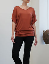 Bamboo Dolman Sleeve Tunic Top Fabina RUST S