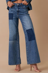 Patchwork Wide-Leg Jeans – Relaxed Retro Chic Denim Insane Gene