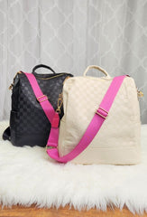 Chaise Checker Backpack Convertible Bag Pink Strap Dani & Em