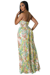 Floral Bandeau Style Wide Leg Jumpsuit By Claude