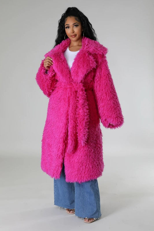 ATHINA Fuzzy Fur Winter Heavy Jacket Athina PINK SM