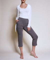 Bamboo Classic Tie Front Cardignan Fabina WHITE S