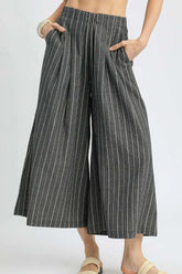 Pinstripe Crop Palazzo Pants Umgee Black S