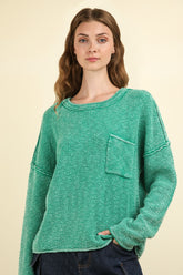 Mineral Washed Exposed Seam Sweater Very J Kelly Green S