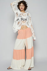 Two Tone Drawstring Wide Leg Pants POL