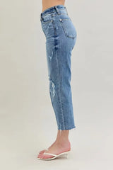 High Waist Destroy Crop Wide Leg Jeans Plus Size Judy Blue