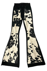Rodeo Faux Cow Hide Bell Bottom Jean in Black GJG Denim Black 3