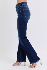 Raw Hem Straight Leg Jeans Judy Blue