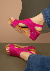 Barbara Rhinestone Covered Strap Wedges Maker's Shoes