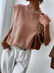 Cable Knit Relaxed Sweater Vest Miss Sparkling camel S