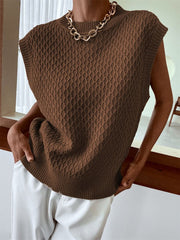 Cable Knit Relaxed Sweater Vest Miss Sparkling Brown S
