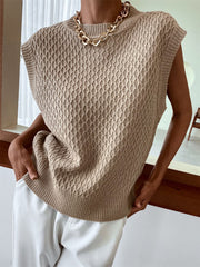 Cable Knit Relaxed Sweater Vest Miss Sparkling khaki S