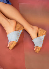 Blair Cork Wedge Sandals Maker's Shoes Denim 6