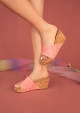 Blair Cork Wedge Sandals Maker's Shoes Coral 6