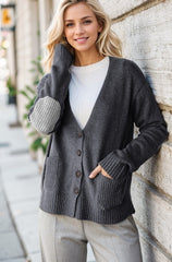 Long Sleeve V Neck Button Down Cardigan Heimish