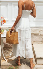 Summer Boho White Maxi Dress with Lace Detailing Miss Sparkling